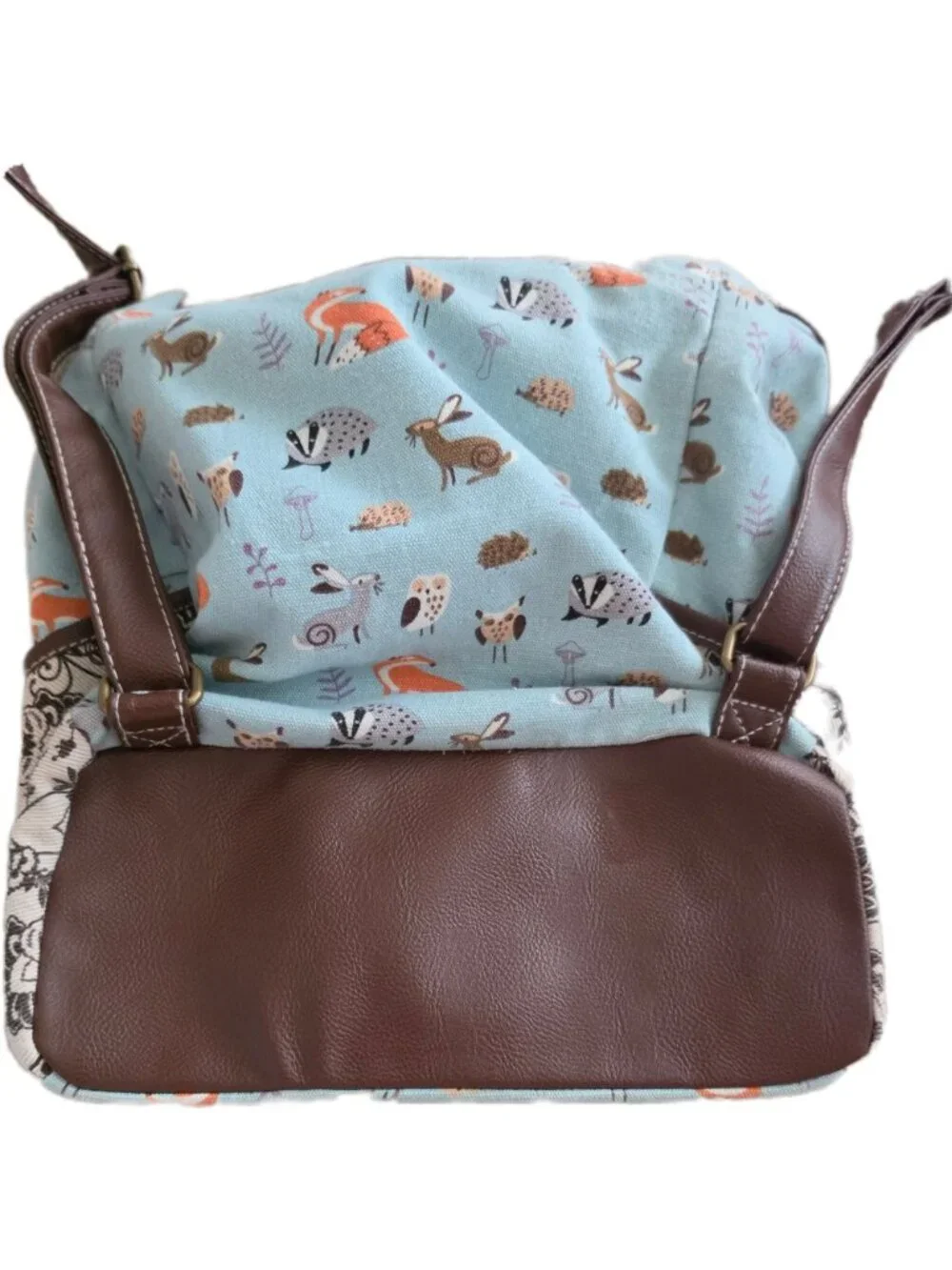 Unionbay Boho Woodland Animal Canvas Mini Backpack Rucksack Floral Tassel EUC